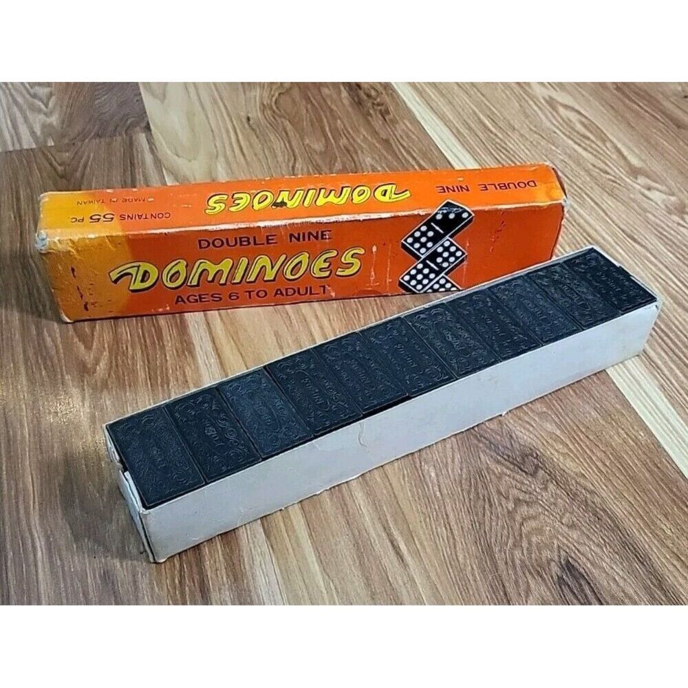 Vintage Double Nine Dominoes 55 Pieces Made In Taiwan Toy‎ Game Retro Nostalgia